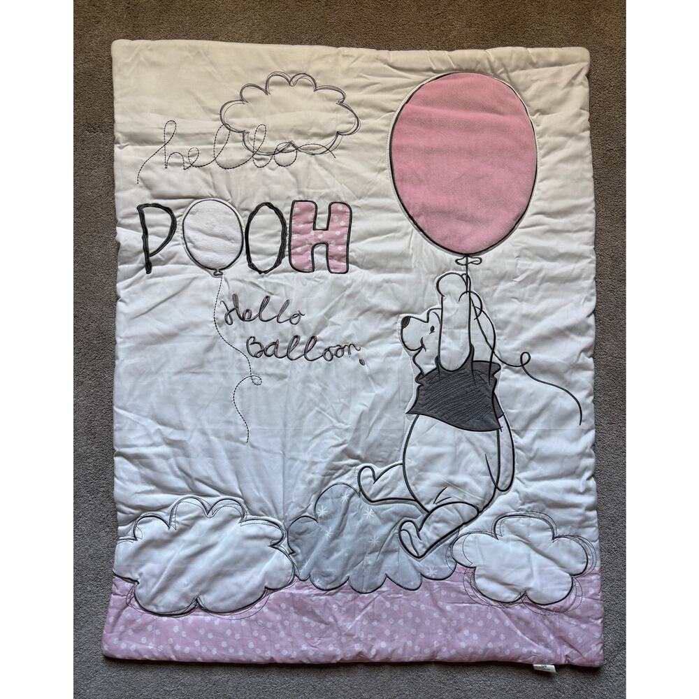 Disney Baby Winnie the Pooh Crib Quilt - White Baby Girl Wall Hanging Classic
